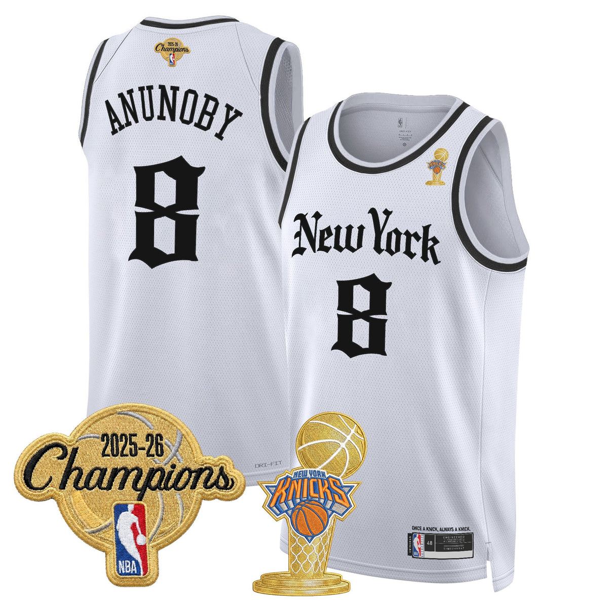 Men's New York Knicks 2026 Champions Patch Swingman Jersey - Gothic Edition- All Stitched
