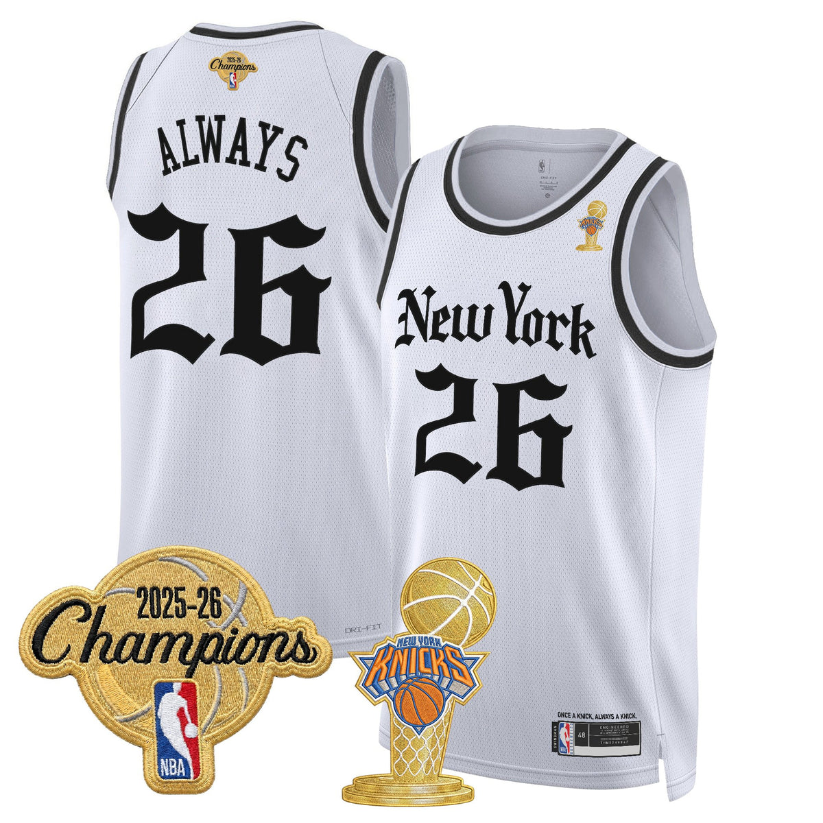 Men's New York Knicks 2026 Champions Patch Swingman Jersey - Gothic Edition- All Stitched