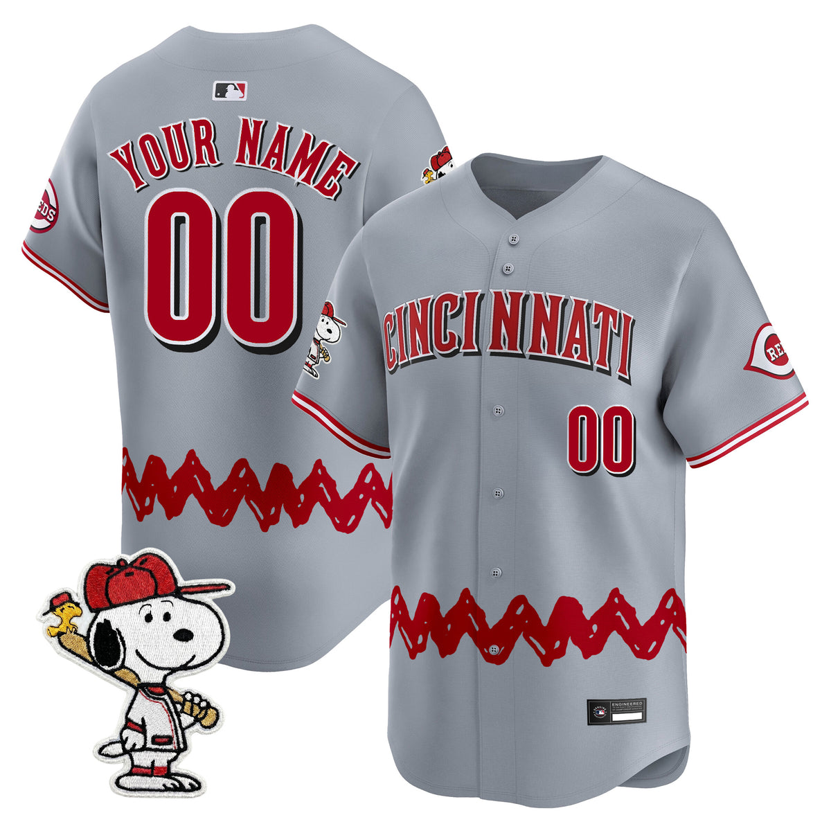 Cincinnati Reds x Peanuts Vapor Premier Limited Custom Jersey - Stitched