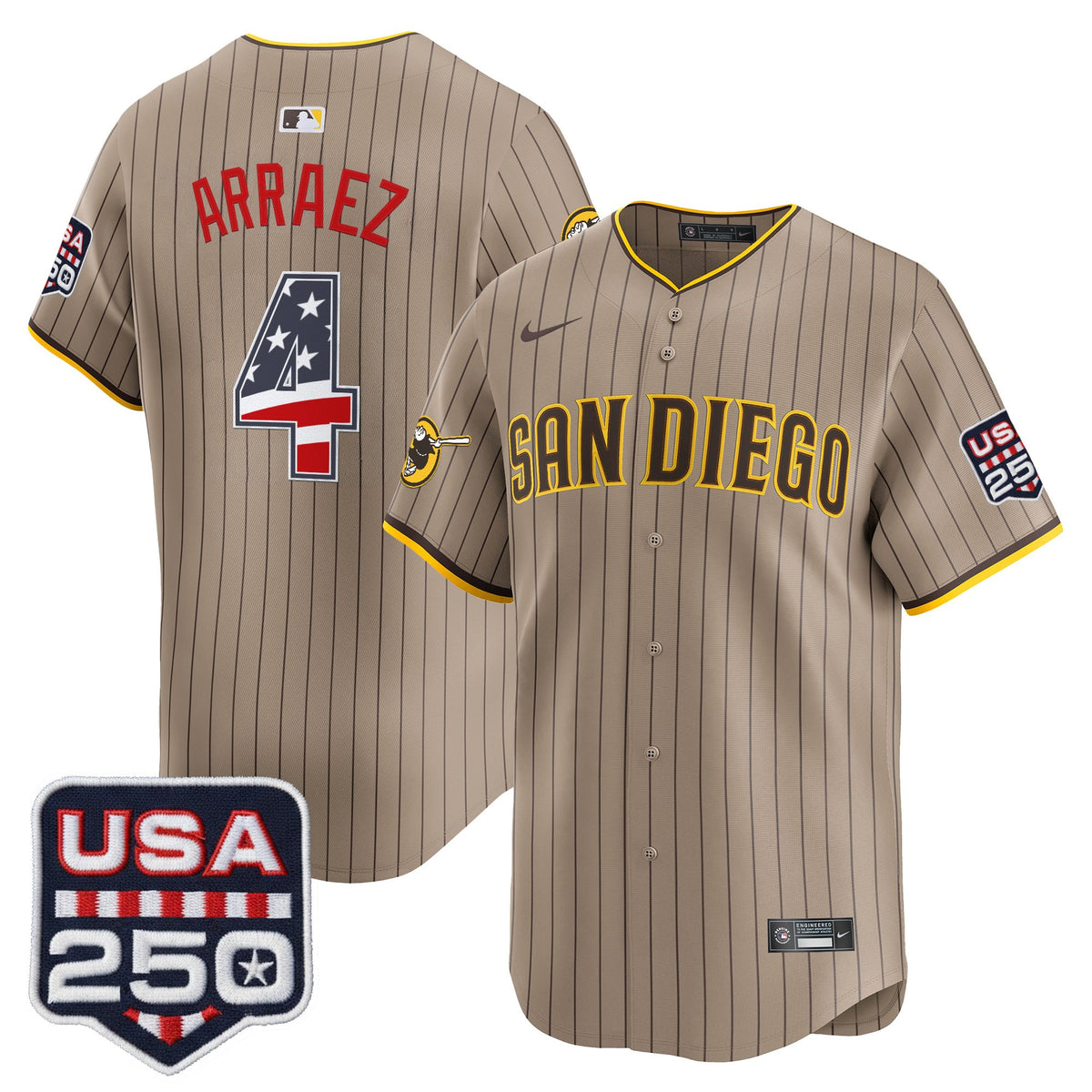 Men's San Diego Padres USA 250 Fourth of July Vapor Premier Limited Jersey - All Stitched