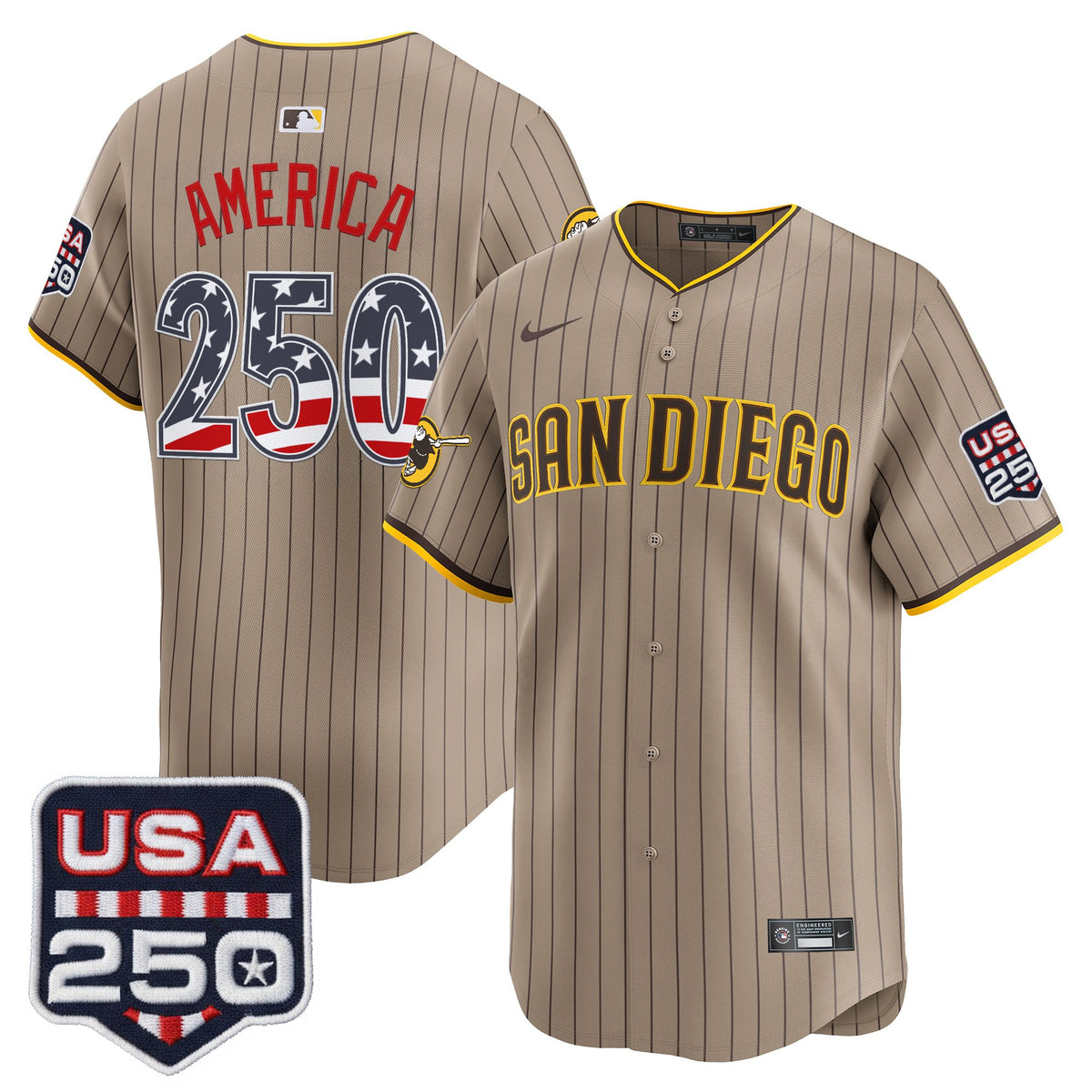 Men's San Diego Padres USA 250 Fourth of July Vapor Premier Limited Jersey - All Stitched