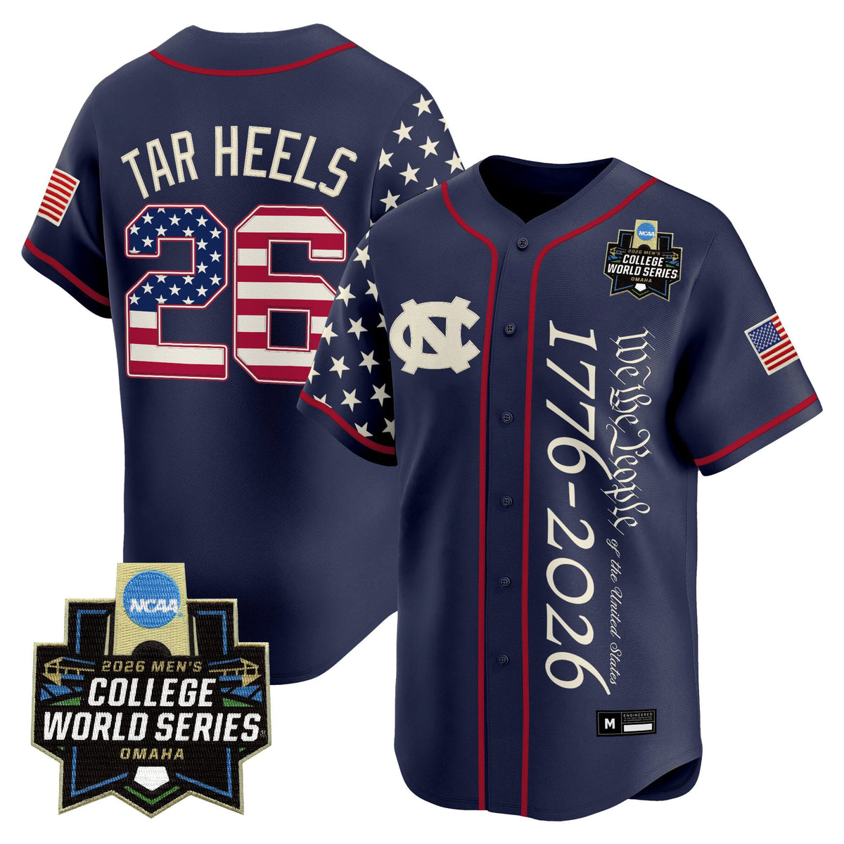 Men's North Carolina Tar Heels 2026 World Series "America 250 Edition" Vapor Premier Limited Jersey V2 - All Stitched