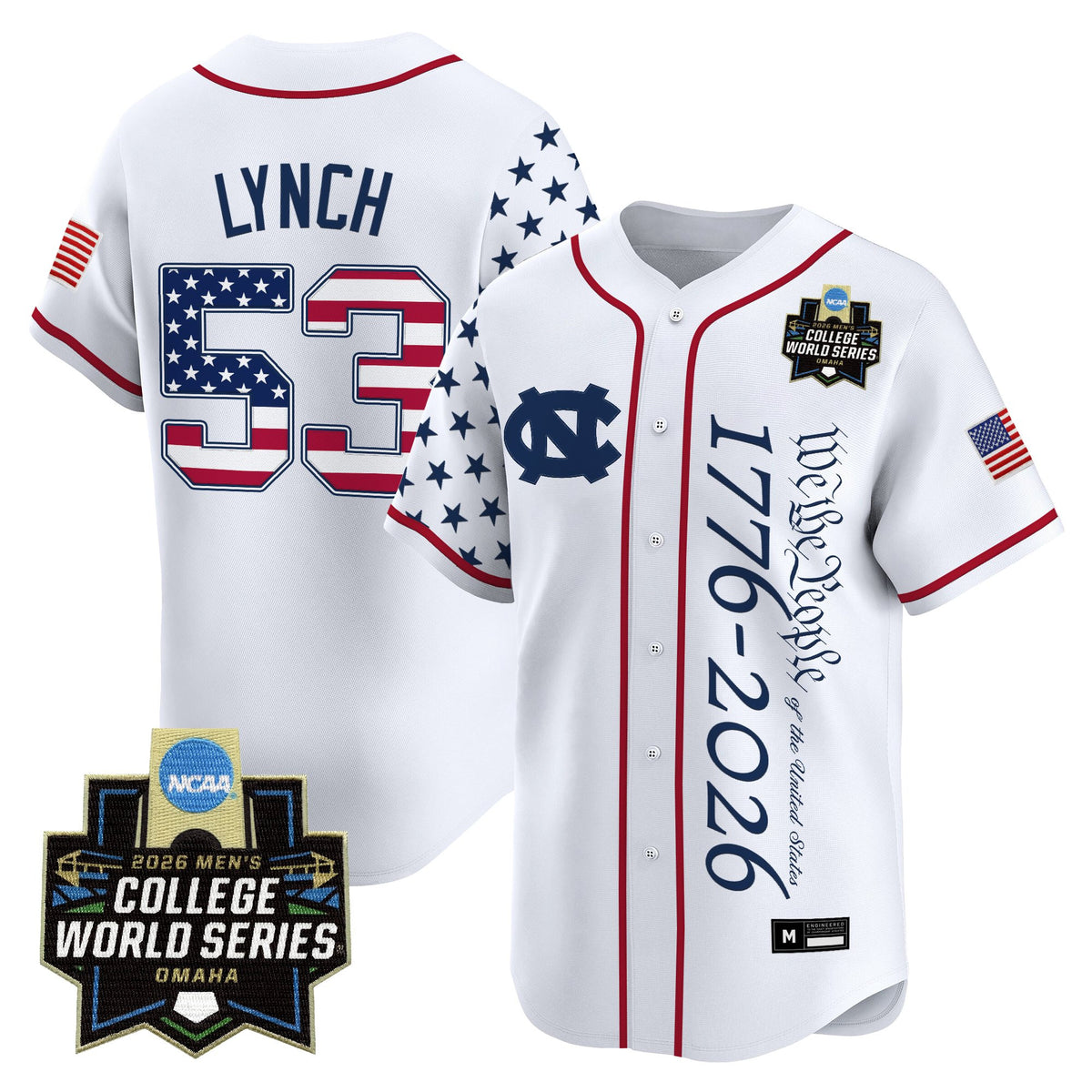 Men's North Carolina Tar Heels 2026 World Series "America 250 Edition" Vapor Premier Limited Jersey V2 - All Stitched