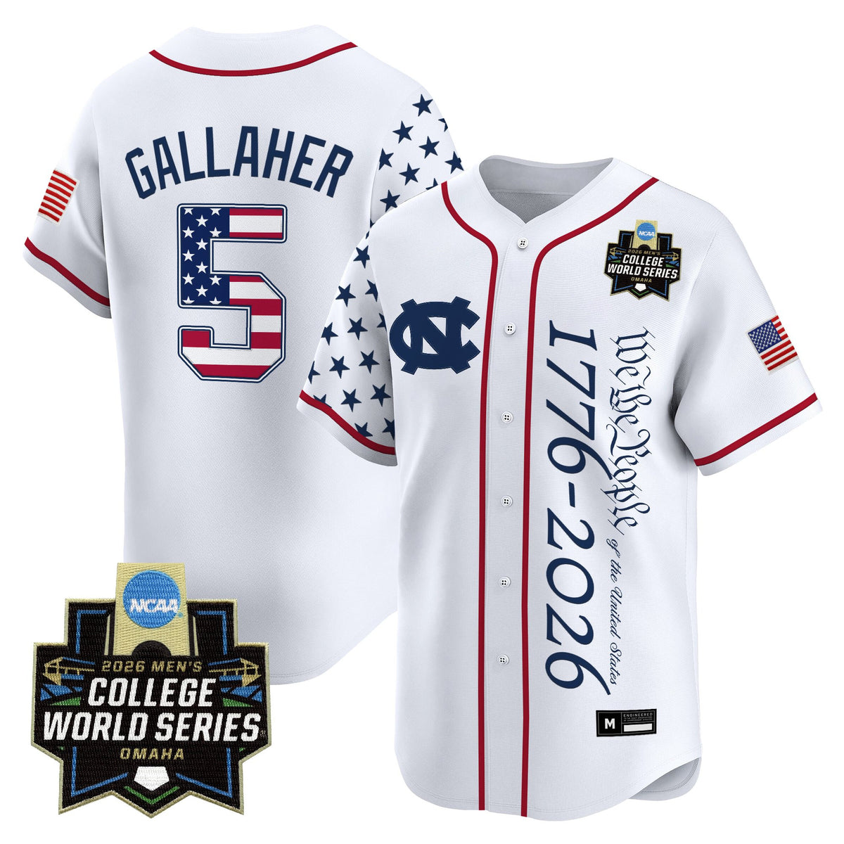 Men's North Carolina Tar Heels 2026 World Series "America 250 Edition" Vapor Premier Limited Jersey V2 - All Stitched