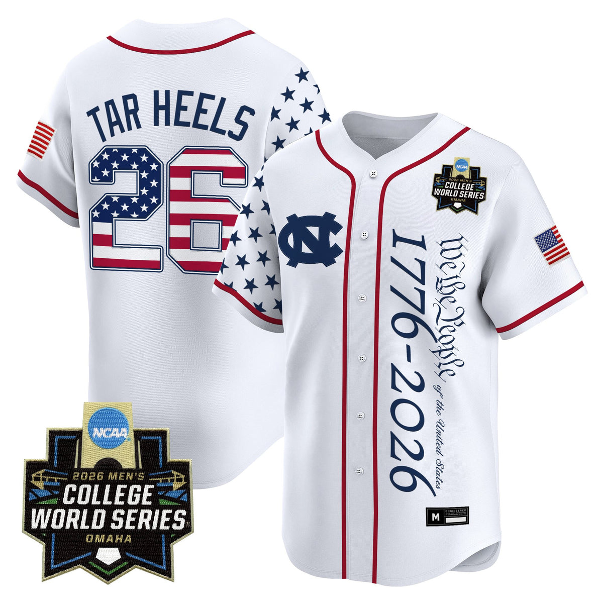 Men's North Carolina Tar Heels 2026 World Series "America 250 Edition" Vapor Premier Limited Jersey V2 - All Stitched