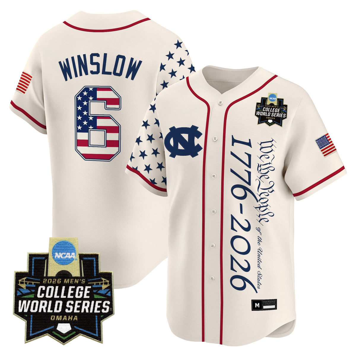 Men's North Carolina Tar Heels 2026 World Series "America 250 Edition" Vapor Premier Limited Jersey V2 - All Stitched