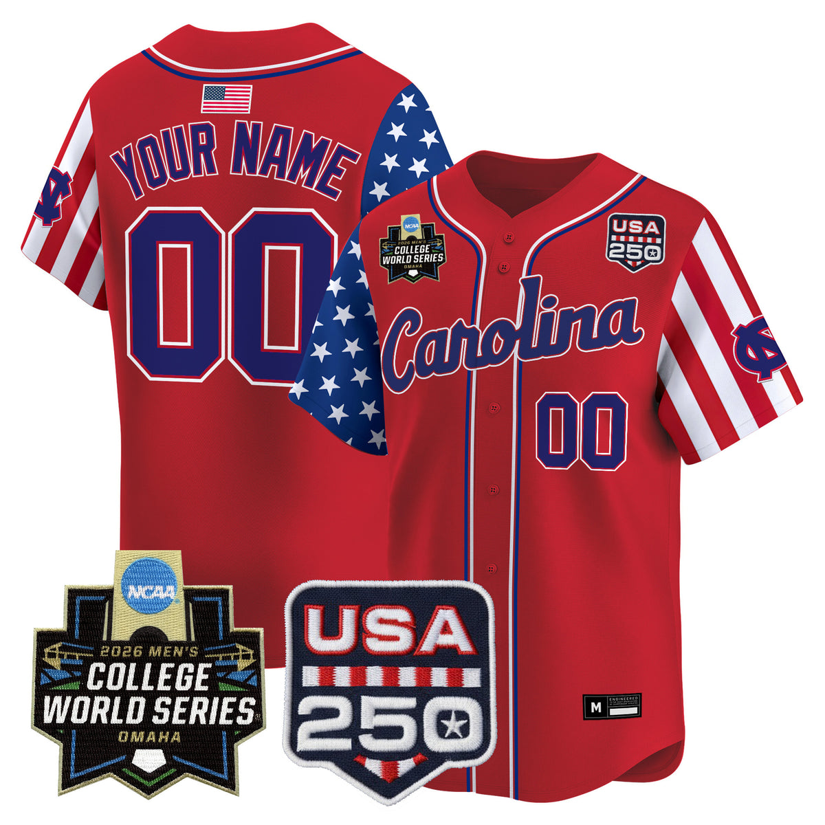North Carolina Tar Heels 2026 World Series "America 250 Edition" Vapor Premier Limited Custom Jersey - All Stitched