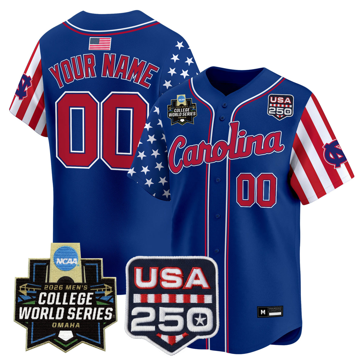 North Carolina Tar Heels 2026 World Series "America 250 Edition" Vapor Premier Limited Custom Jersey - All Stitched