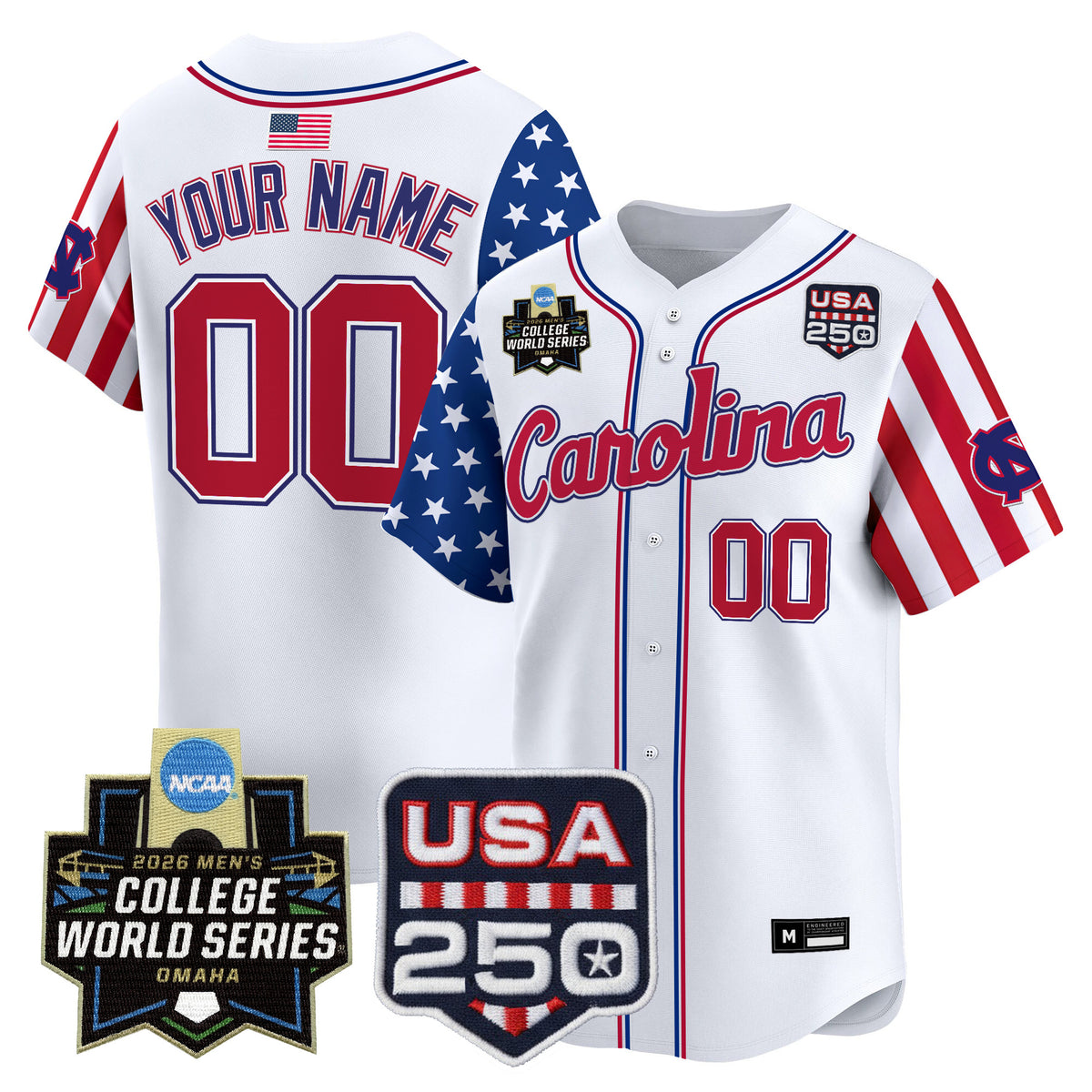 North Carolina Tar Heels 2026 World Series "America 250 Edition" Vapor Premier Limited Custom Jersey - All Stitched