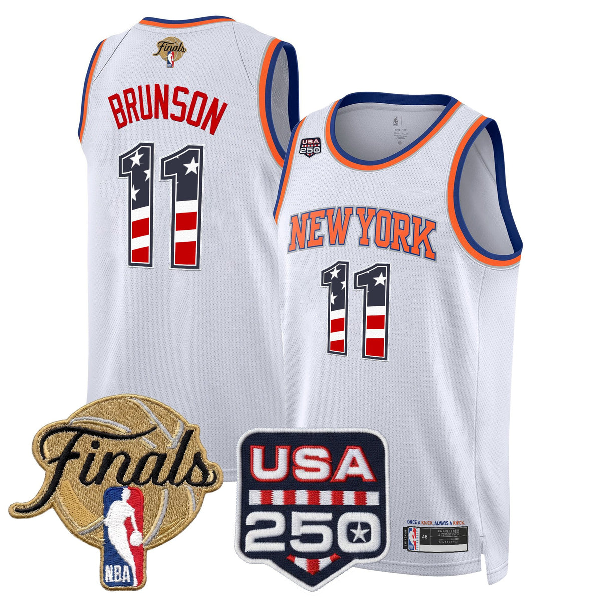 Men's New York Knicks USA 250 Fourth of July Swingman Jersey - 2026 Finals patch- All Stitched