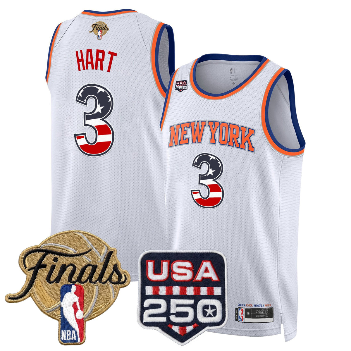Men's New York Knicks USA 250 Fourth of July Swingman Jersey - 2026 Finals patch- All Stitched