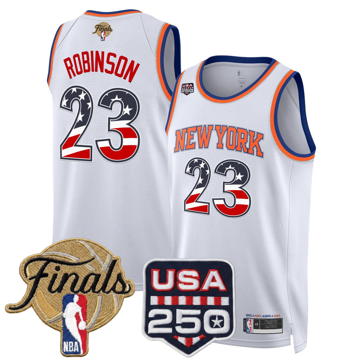 Men's New York Knicks USA 250 Fourth of July Swingman Jersey - 2026 Finals patch- All Stitched