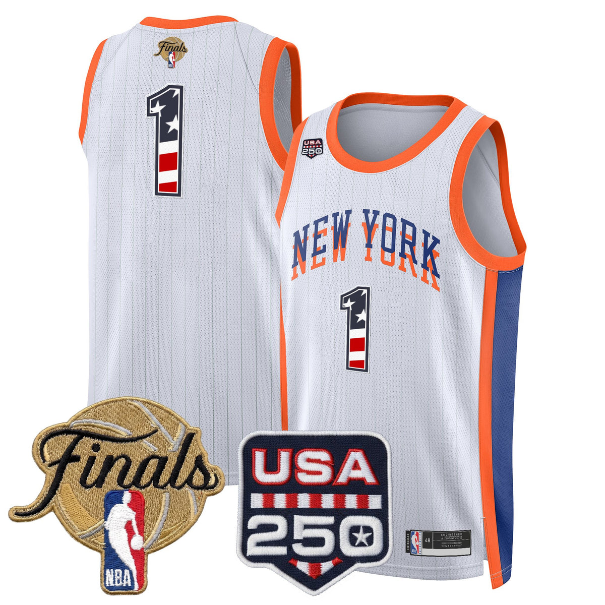 Men's New York Knicks USA 250 Fourth of July Swingman Jersey - 2026 Finals patch- All Stitched