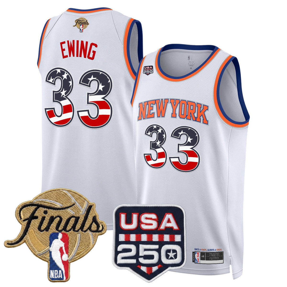 Men's New York Knicks USA 250 Fourth of July Swingman Jersey - 2026 Finals patch- All Stitched