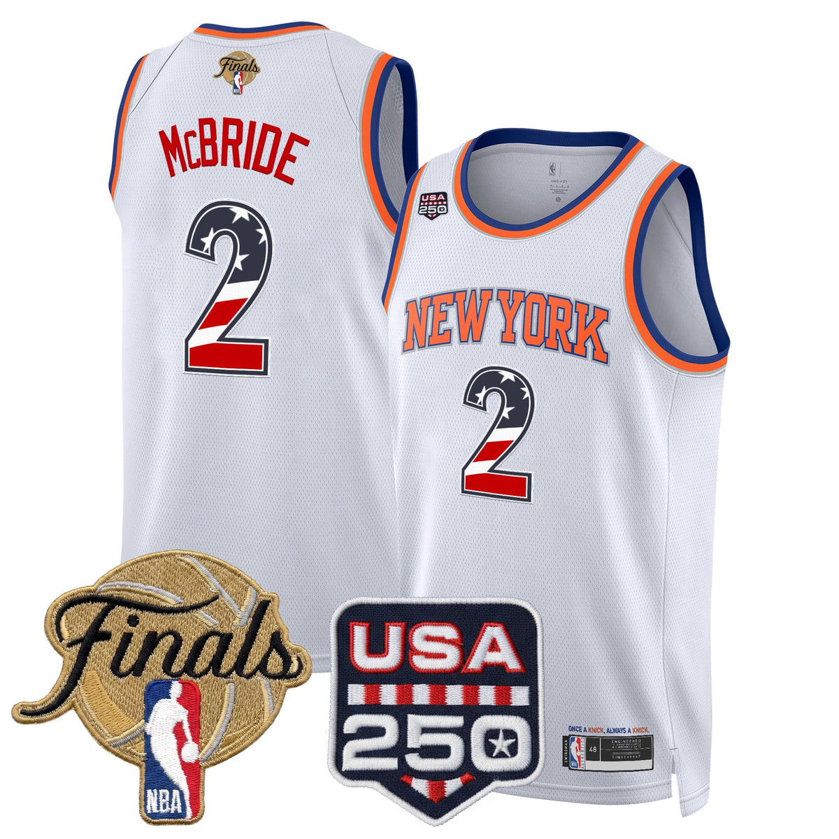 Men's New York Knicks USA 250 Fourth of July Swingman Jersey - 2026 Finals patch- All Stitched