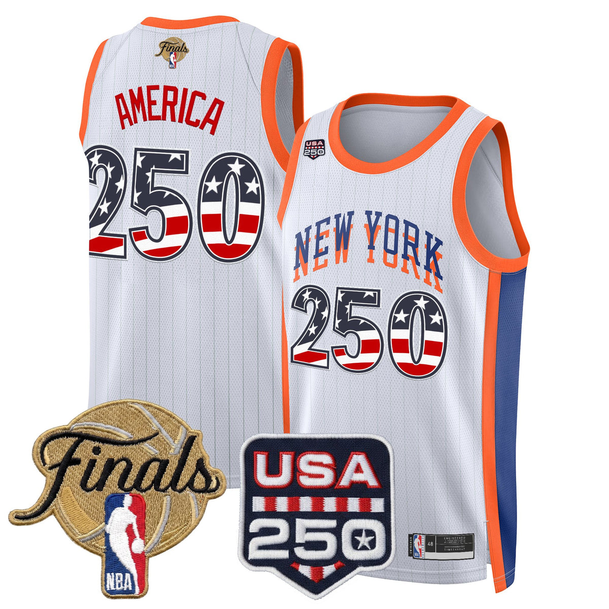 Men's New York Knicks USA 250 Fourth of July Swingman Jersey - 2026 Finals patch- All Stitched