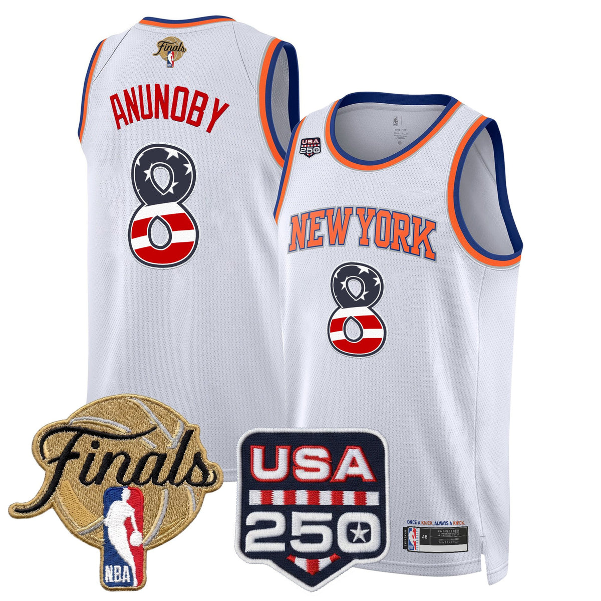 Men's New York Knicks USA 250 Fourth of July Swingman Jersey - 2026 Finals patch- All Stitched