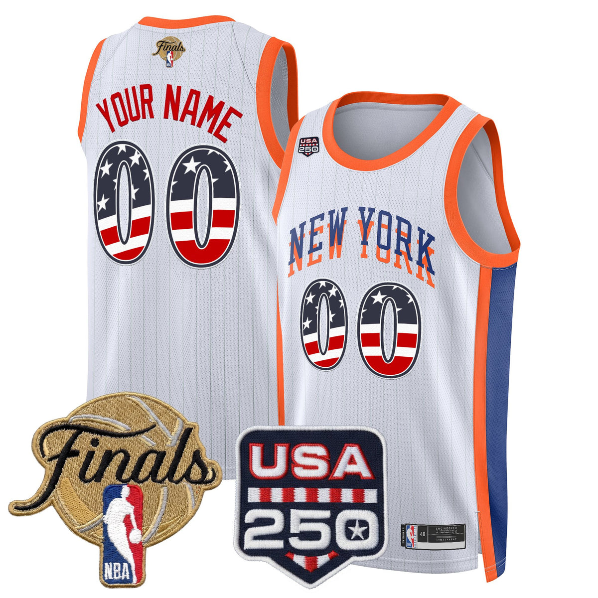 New York Knicks USA 250 Fourth of July Custom Swingman Jersey - 2026 Finals patch- All Stitched