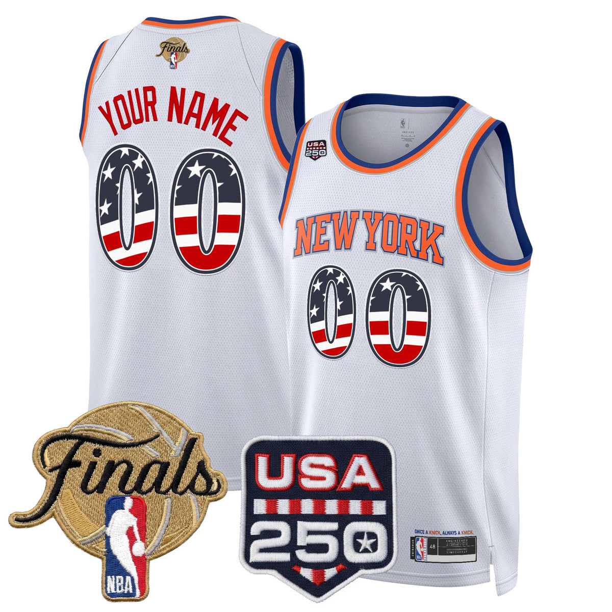 New York Knicks USA 250 Fourth of July Custom Swingman Jersey - 2026 Finals patch- All Stitched