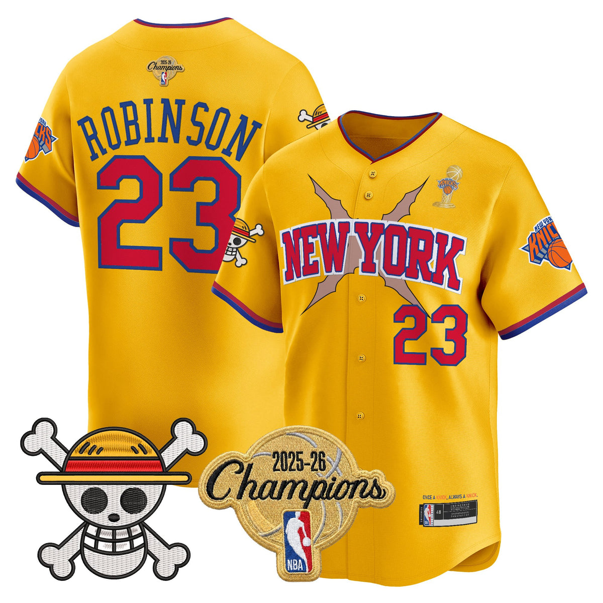 Men's New York Knicks 2026 Champions Patch x One Piece Vapor Baseball Jersey - All Stitched