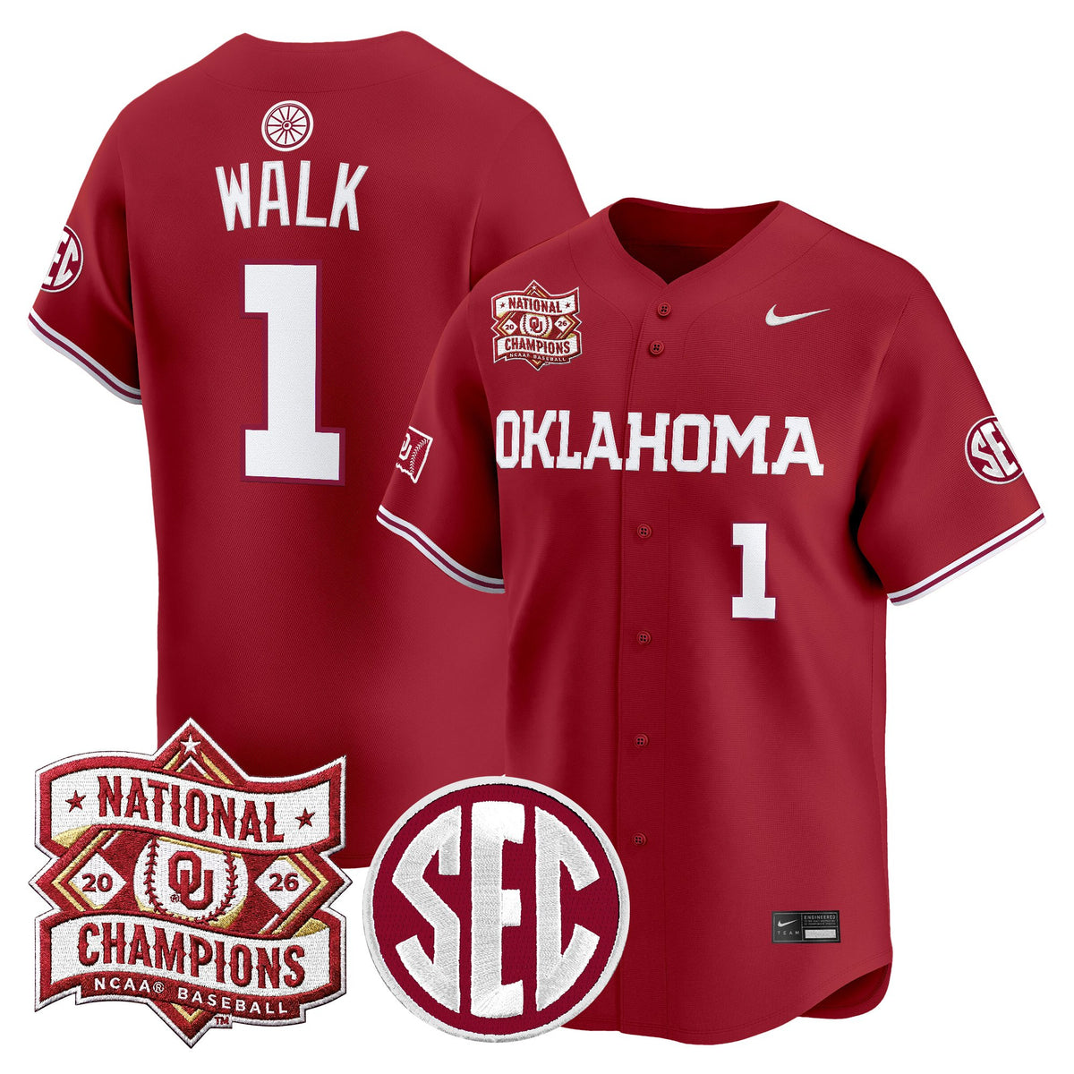 Men's Oklahoma Sooners 2026 National Champions Patch Vapor Premier Limited Jersey - All Stitched