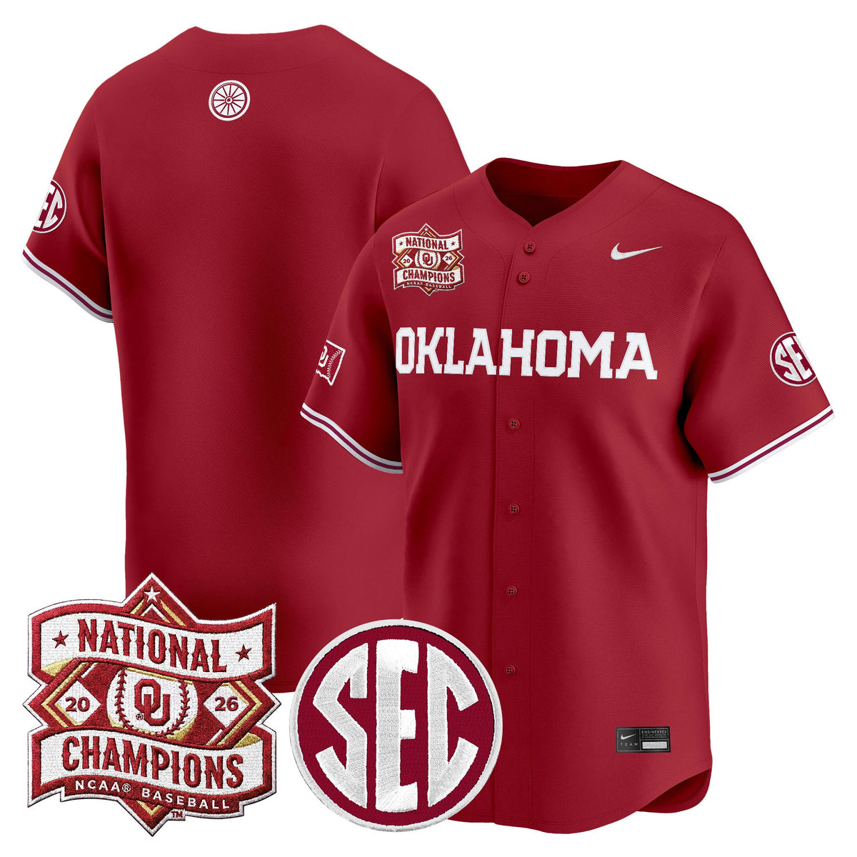 Men's Oklahoma Sooners 2026 National Champions Patch Vapor Premier Limited Jersey - All Stitched