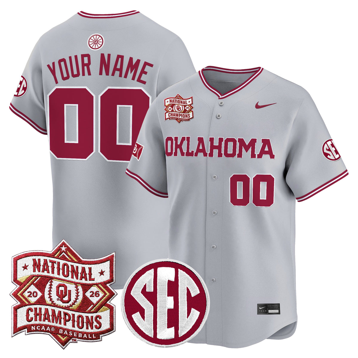 Oklahoma Sooners 2026 National Champions Patch Vapor Premier Limited Custom Jersey - All Stitched