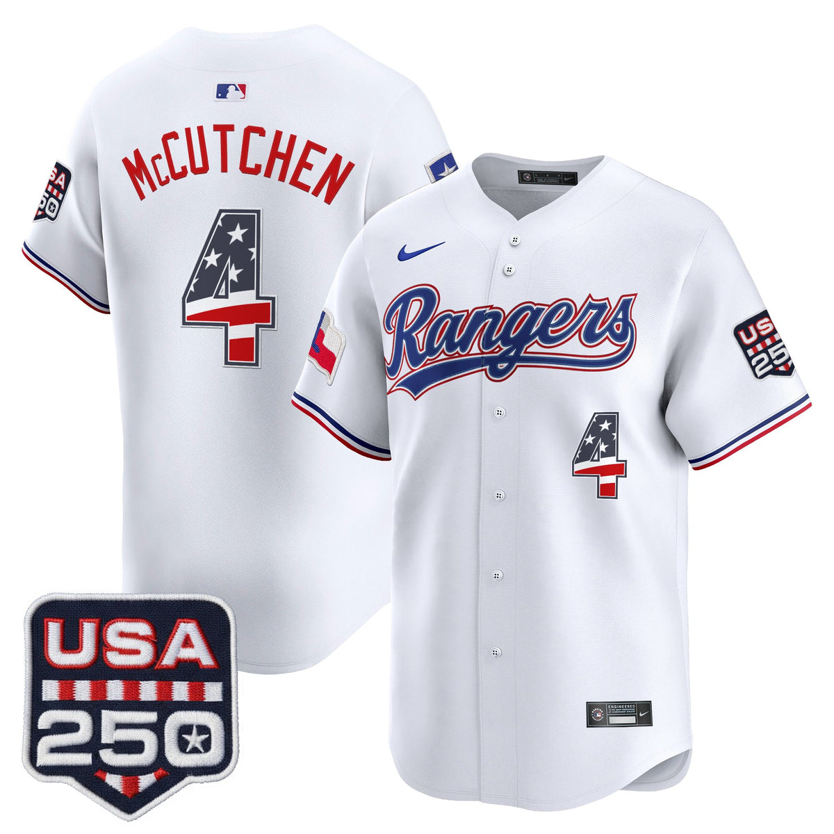 Men's Texas Rangers USA 250 Fourth of July Vapor Premier Limited Jersey - All Stitched