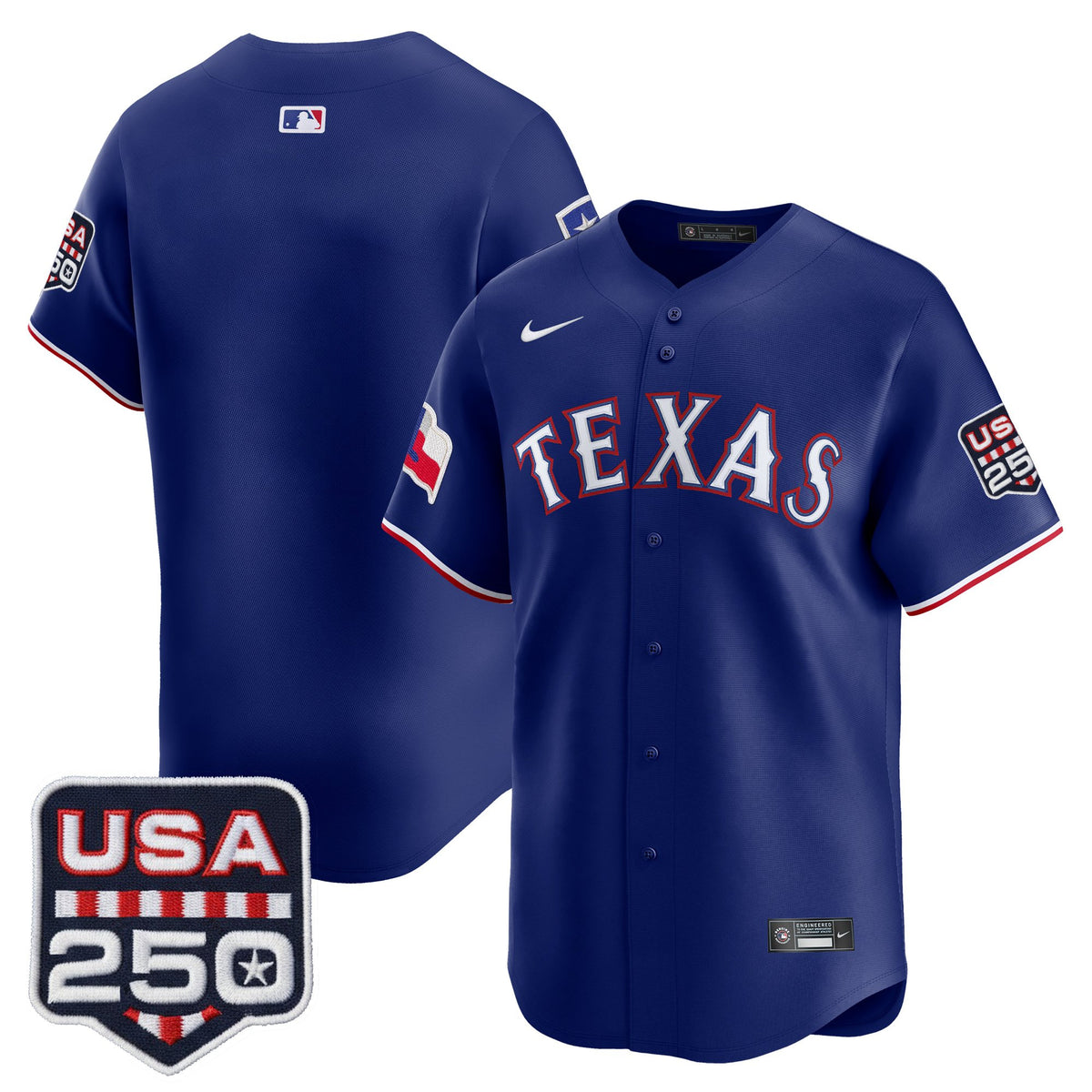 Men's Texas Rangers USA 250 Fourth of July Vapor Premier Limited Jersey - All Stitched