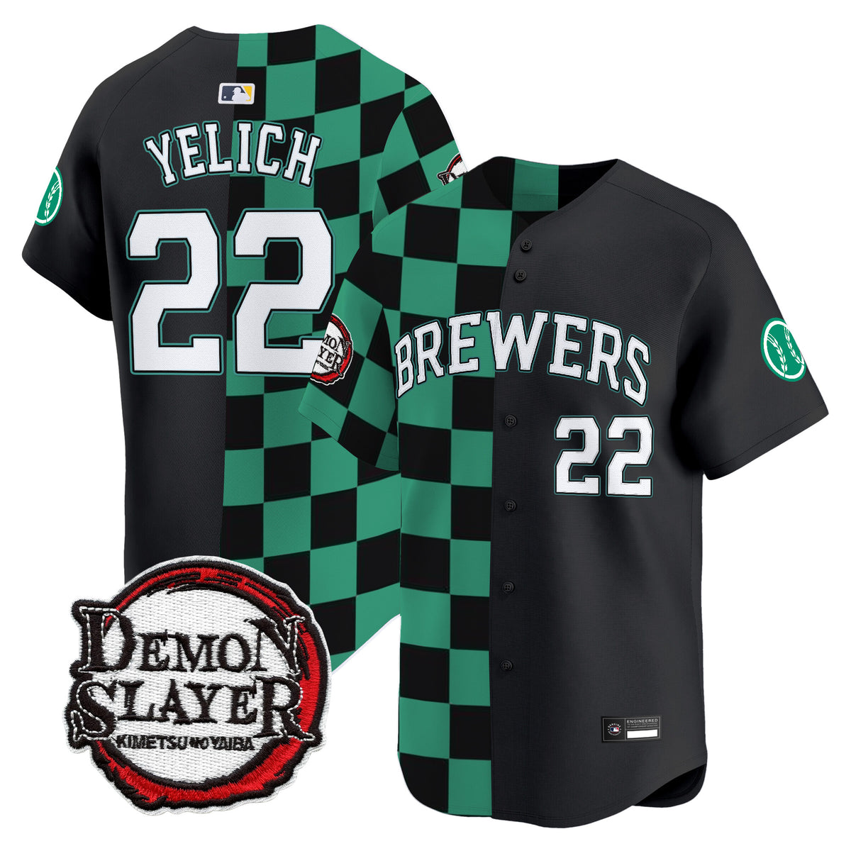 Milwaukee Brewers x Demon Slayer Vapor Premier Limited Jersey - Stitched