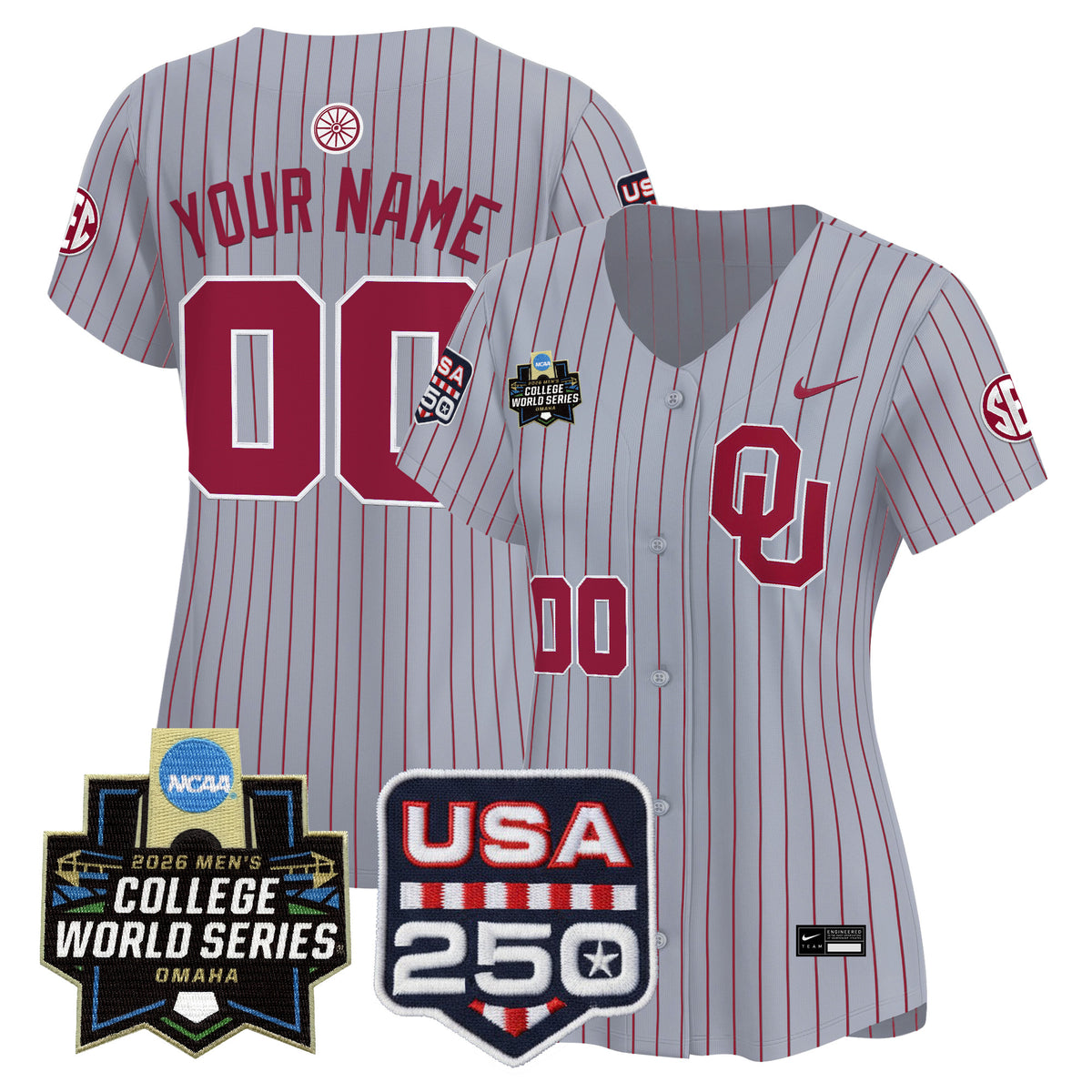 Oklahoma Sooners 2026 World Series Vapor Premier Limited Custom Jersey - 250 America Patch - All Stitched