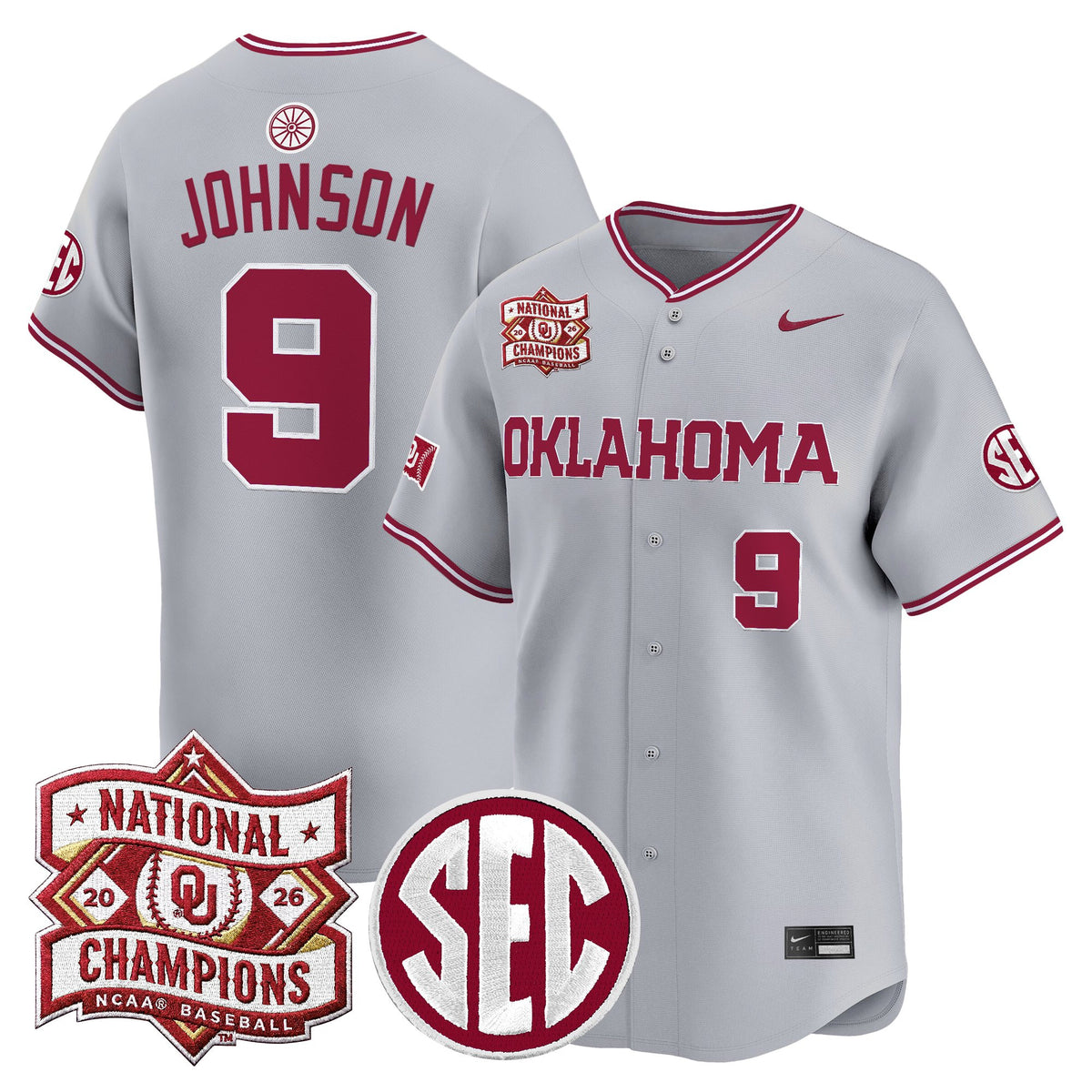 Men's Oklahoma Sooners 2026 National Champions Patch Vapor Premier Limited Jersey V2 - All Stitched