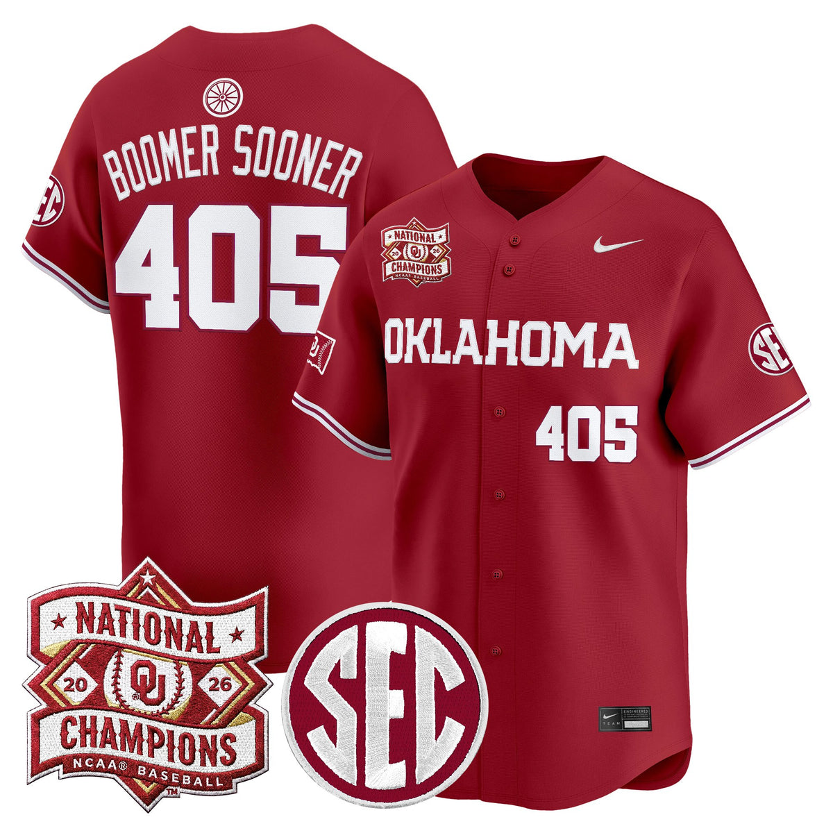 Men's Oklahoma Sooners 2026 National Champions Patch Vapor Premier Limited Jersey V2 - All Stitched