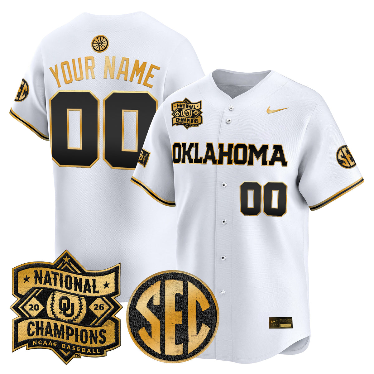 Oklahoma Sooners 2026 National Champions Patch Vapor Premier Limited Custom Jersey V2 - All Stitched