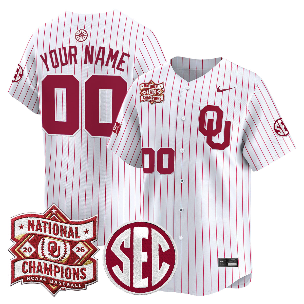 Oklahoma Sooners 2026 National Champions Patch Vapor Premier Limited Custom Jersey V2 - All Stitched