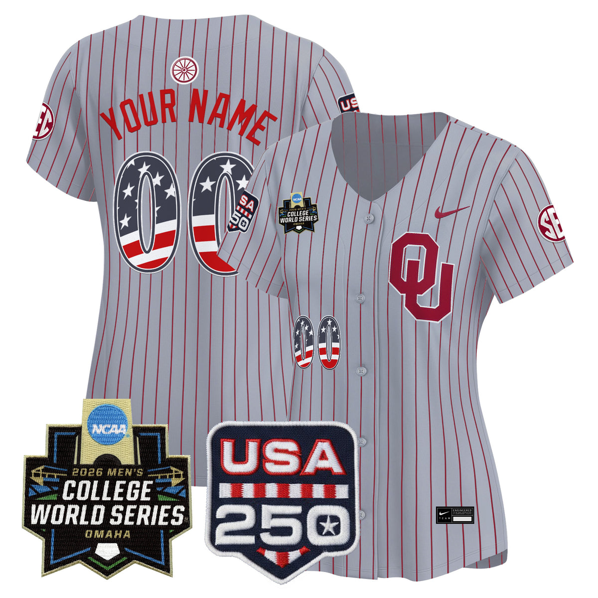 Oklahoma Sooners USA 250 Fourth of July Vapor Premier Limited Custom Jersey - 2026 World Series Patch - All Stitched