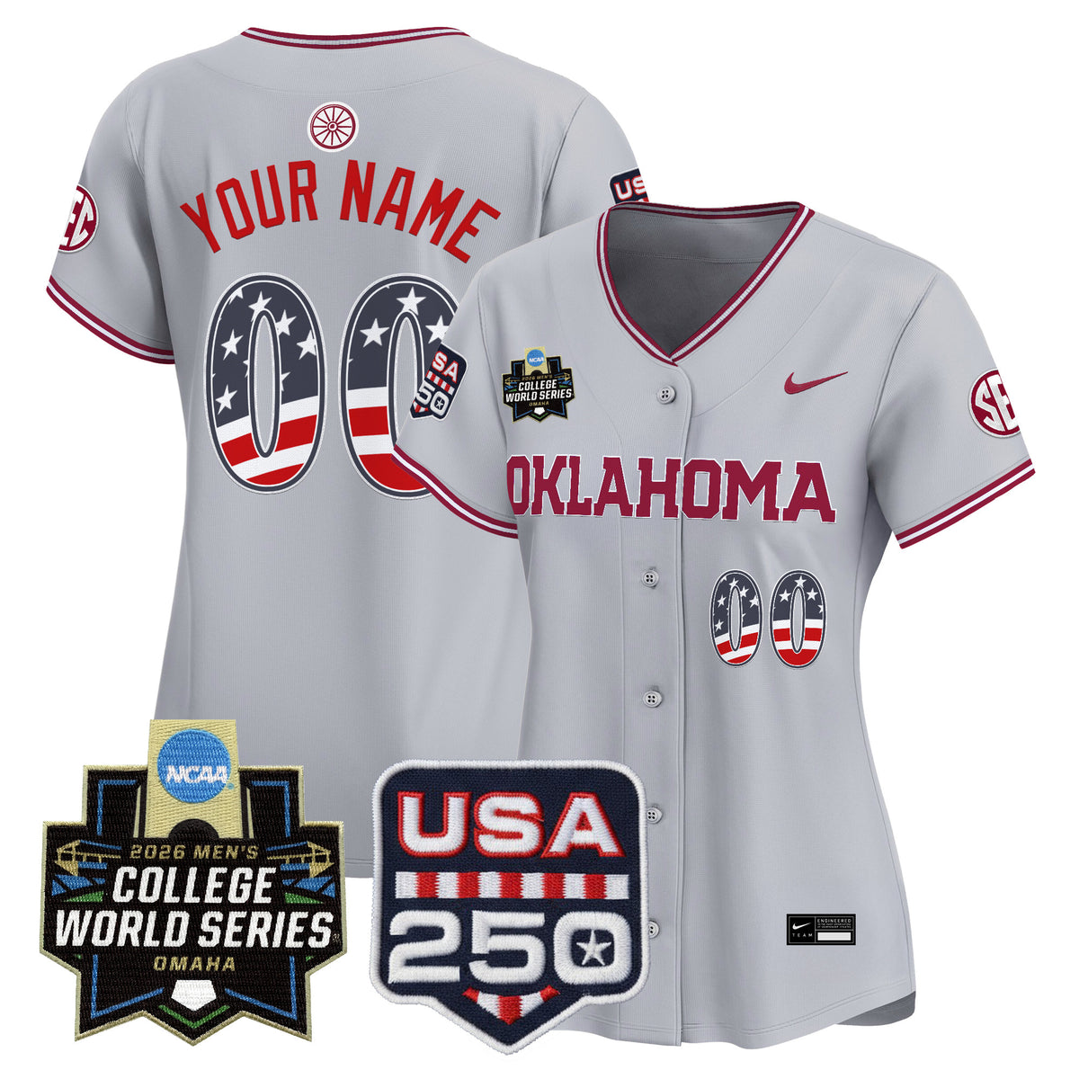 Oklahoma Sooners USA 250 Fourth of July Vapor Premier Limited Custom Jersey - 2026 World Series Patch - All Stitched