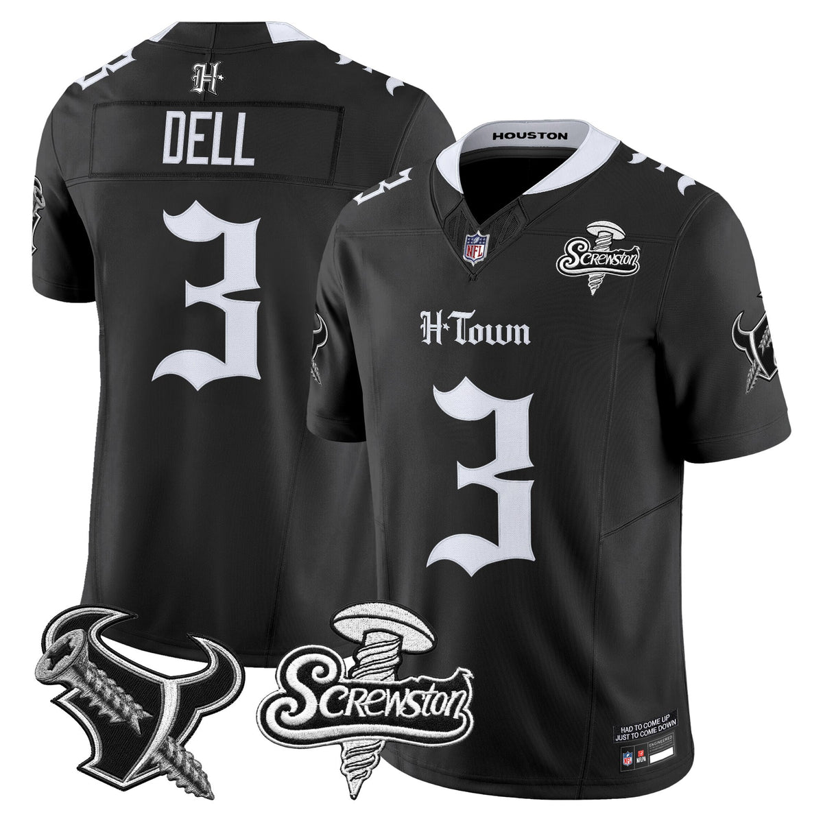 Men's Houston Texans DJ Screw Vapor Limited Jersey - Gothic Edition - All Stitched
