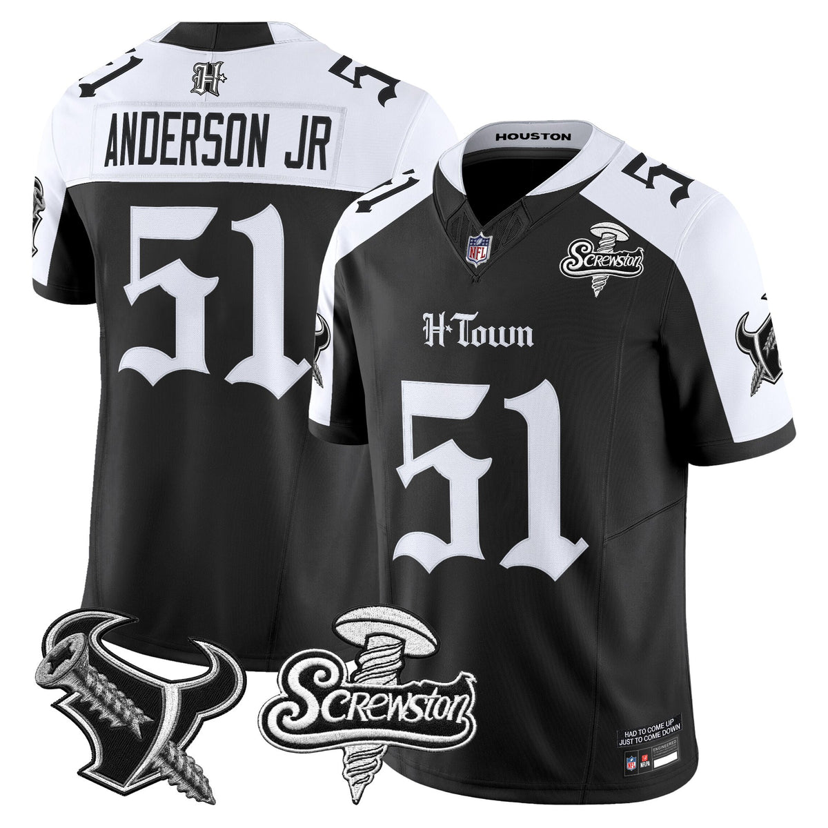 Men's Houston Texans DJ Screw Vapor Limited Jersey - Gothic Edition - All Stitched