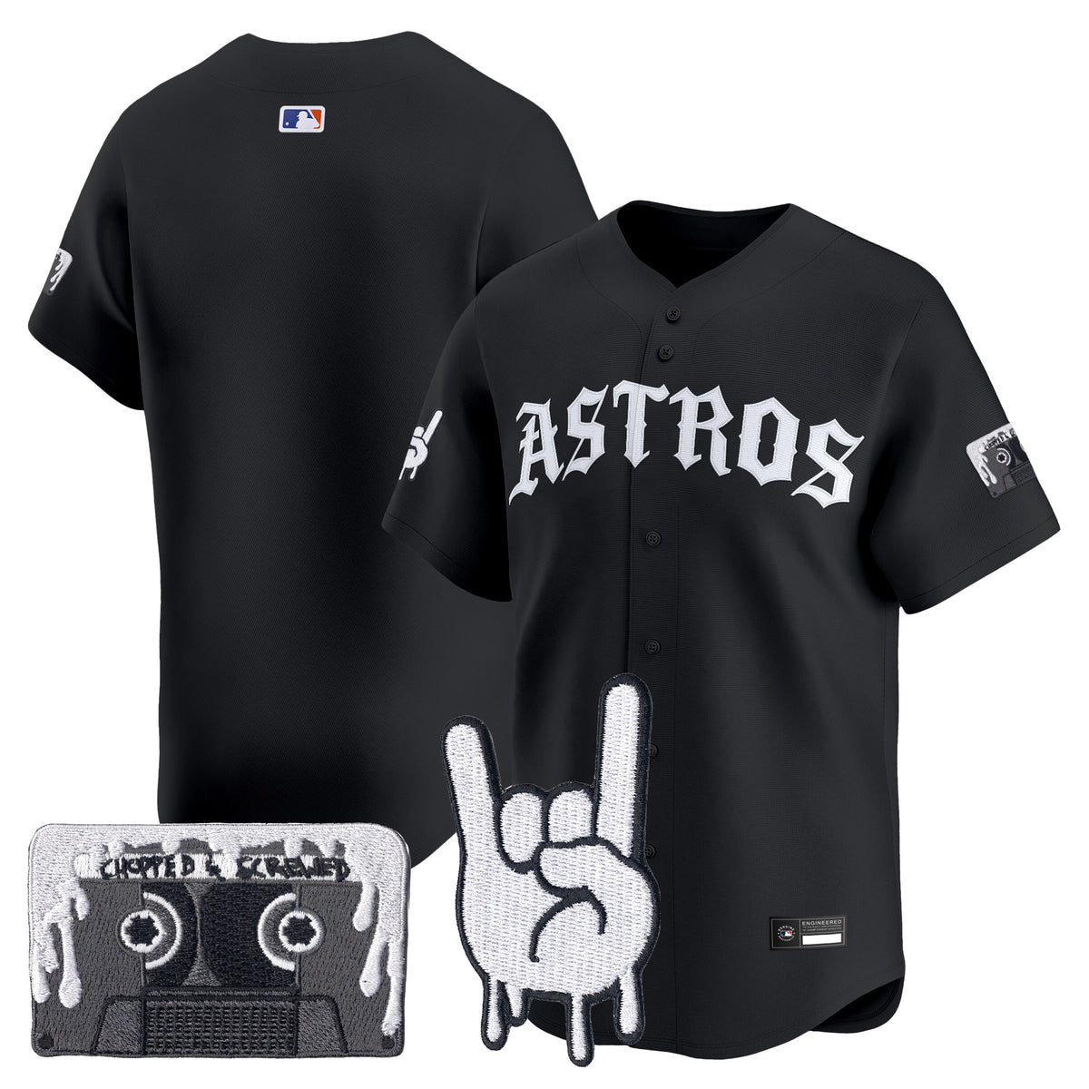 Men's Houston Astros Dj Screw Vapor Premier Limited Jersey - Gothic Edition - All Stitched