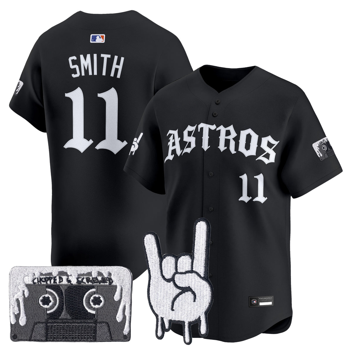 Men's Houston Astros Dj Screw Vapor Premier Limited Jersey - Gothic Edition - All Stitched