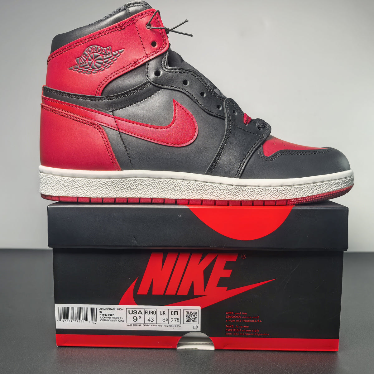 Air Jordan 1 High ’85 “Bred” Color- Black-Varsity Red-White