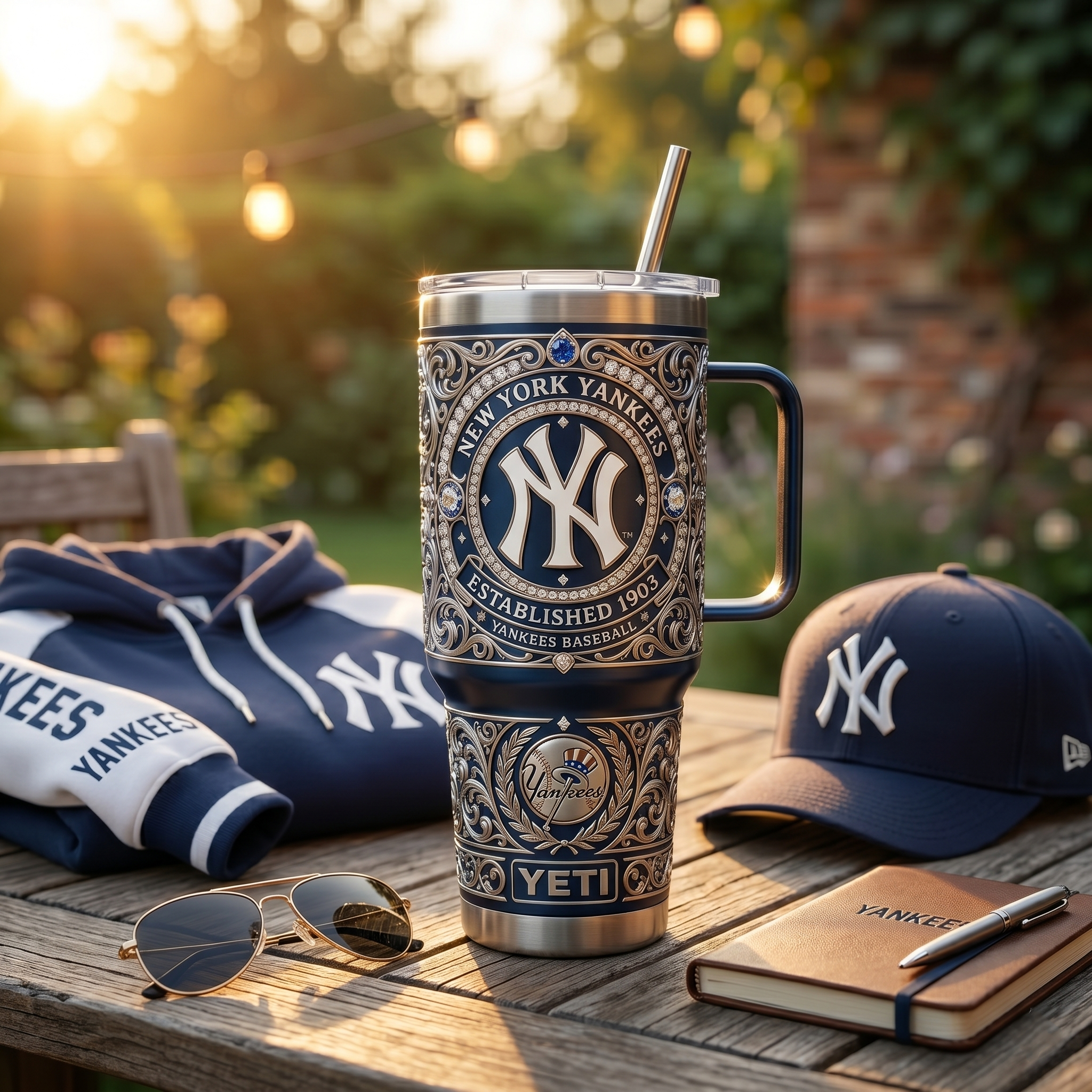 New York Yankees 40 oz Tumbler with Handle and Lid