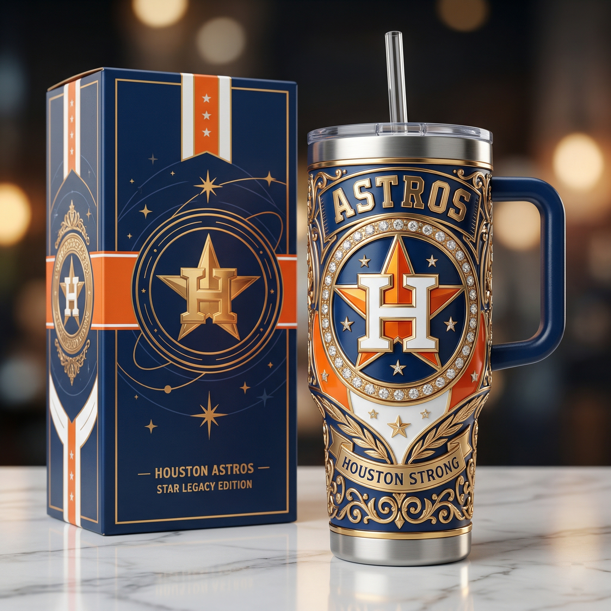 Houston Astros 40 oz Tumbler with Handle Lid and Straw